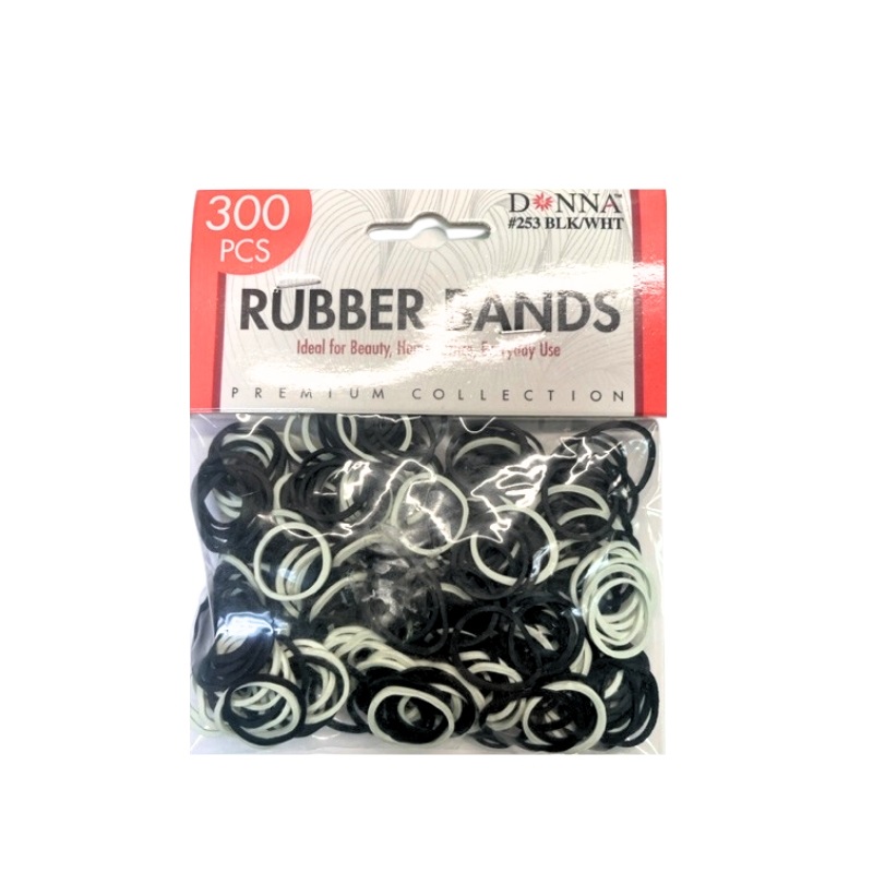 300 Rubber Bands, Black/White-0
